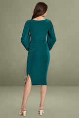 Green Slinky Jersey Cut Out Dress