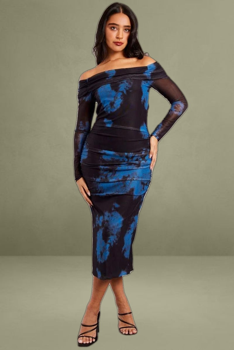 Blue Abstract Bodycon Dress