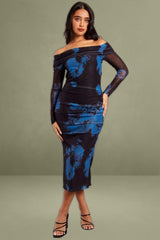 Blue Abstract Bodycon Dress