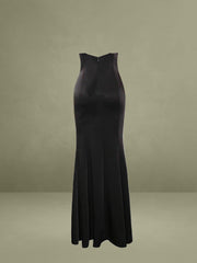 Eleanor Black and White Bow Satin Gown