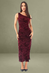 Red Bodycon Dress Burnout