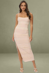 Orange Bodycon Dress Sleeveless Midi