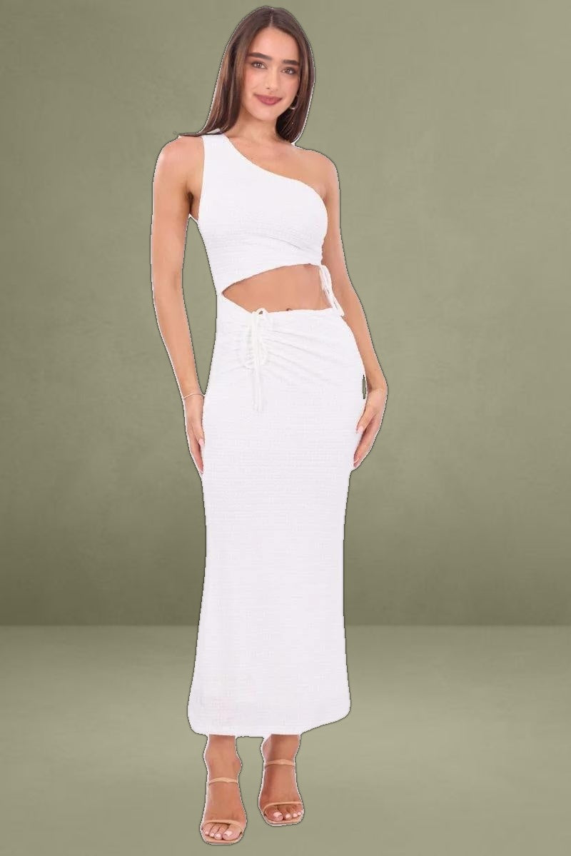 White One-Shoulder Maxi Bodycon Dress