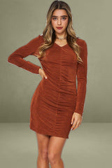 Brown Mini Dress Long Sleeve
