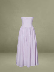 Jaclyn Lavender Lace Trim Cutout Seersucker Midi Dress