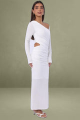 White Textured Midi Bodycon Dress