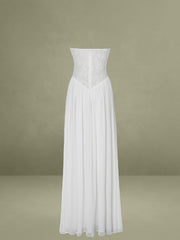 Ucille White Embroidered Chiffon Maxi Dress