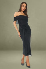 Black Bodycon Dress Off Shoulder Mesh