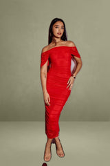 Red Mesh Bodycon Dress