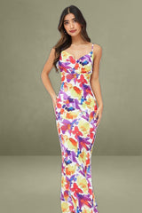 Multi Floral Maxi Dress Slip Cami Watercolour Print