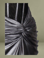 Silver Metallic Corset Maxi Dress