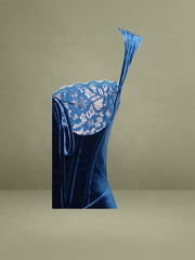 Odilia Teal Lace Velvet Maxi Dress