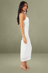 White Bodycon Dress Strappy Lace