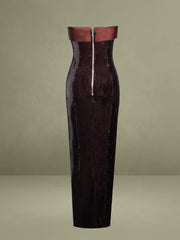 Burgundy Brown Sequin Maxi Pencil Dress
