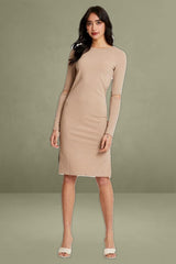 Brown Midi Dress Long Sleeve