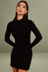 Long Sleeve Mini Black Bodycon Dress