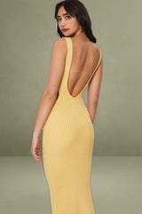 Orange Knit Dress Midi