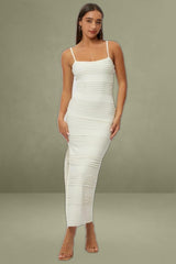 White Sleeveless Midi Bodycon Dress