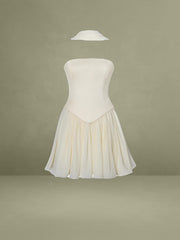 Butter Yellow Boned Curve Edge Peplum Mini Dress