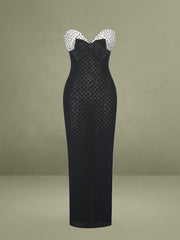 Faith Black and White Polka Dot Sweetheart Maxi Dress