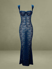 Veronica Teal Lace Maxi Dress