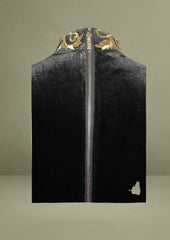 Black Cutout High Slit Velvet Gown