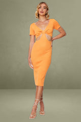 Orange Mini Halter Neck Dress