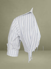 Palina Pinstripes Cotton Poplin Pleated Midi Preppy Shirt Dress