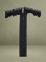 Black Velvet and Mesh Long Sleeve Maxi Dress