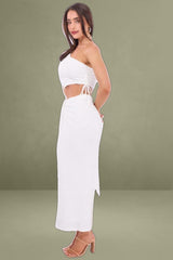 White One-Shoulder Maxi Bodycon Dress