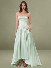 Lael Mint Green Back Button Trailing Gown