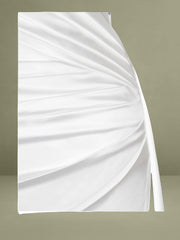 Holly White Crystallized Corset High Slit Satin Gown