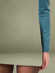 Gabella Dark Green Long Sleeve A-line Mini Dress with Crystal Trim