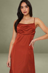 Brown Slip Dress Midi