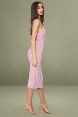 Pink Knit Midi Dress