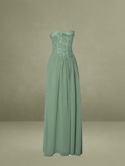 Ucille Sage Green Embroidered Chiffon Maxi Dress
