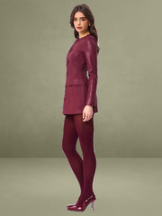 Baila Burgundy Vegan Leather Blazer Mini Dress