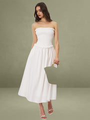 Quadiya Smock Top Strapless Drop Waist Midi Dress