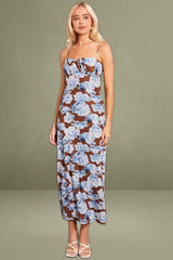 Multi Floral Bodycon Dress Singlet Midi