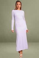 Long Sleeve Purple Textured Dress