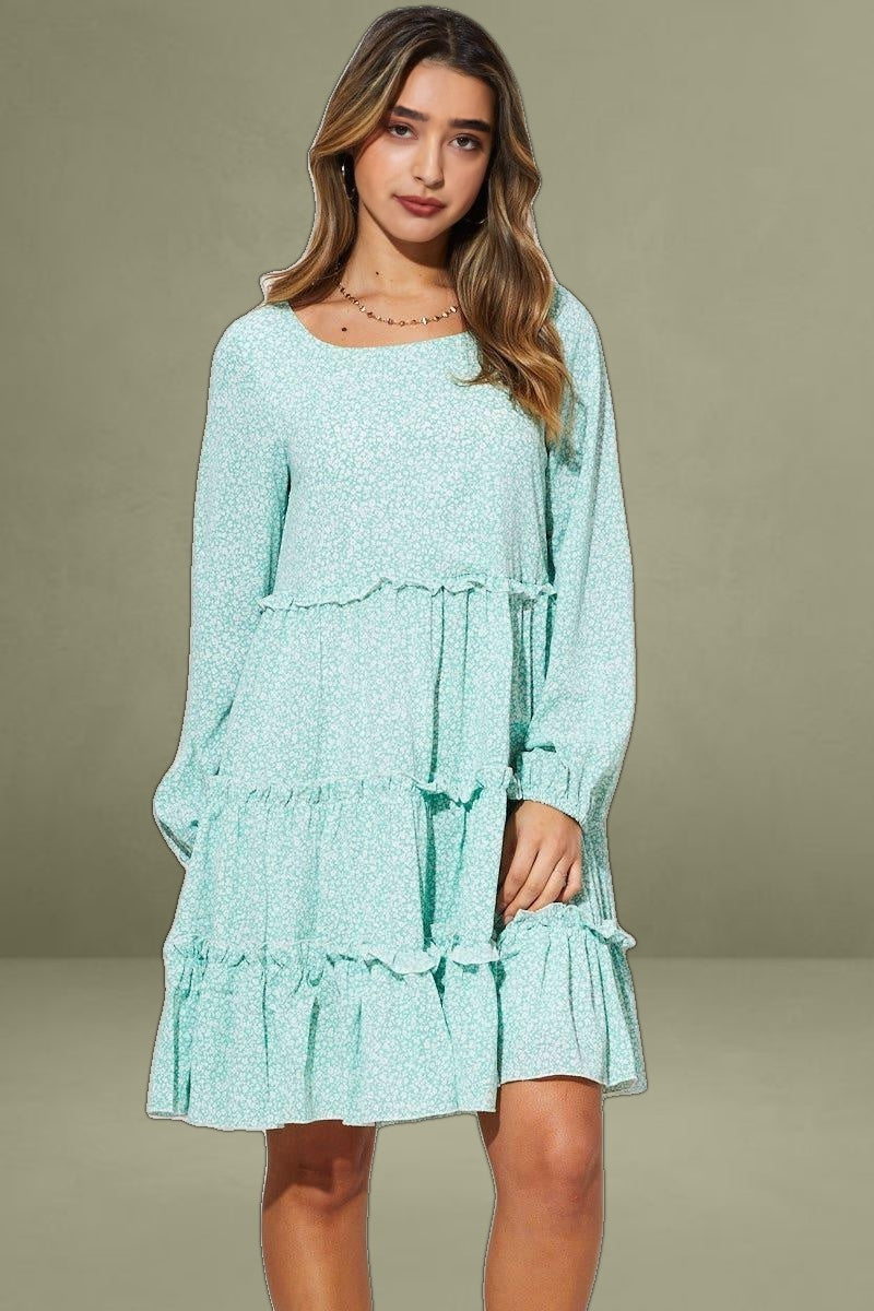 Print Mini Dress Long Sleeve