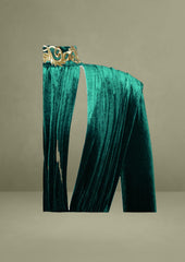 Zenaida Emerald Green Cutout High Slit Velvet Gown