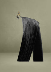 Black Cutout High Slit Velvet Gown