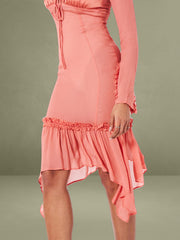 Rosy Mauve Satin Rayon Midi Dress