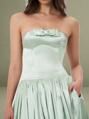 Lael Mint Green Back Button Trailing Gown