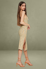 Multi Midi Dress Halter Neck