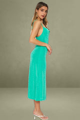 Green Midi Cowl Neck Dress