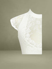 White Lace Crepe Backless Mini Dress