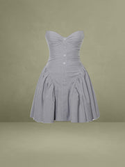 Melody Gray Stripe Halter Drop Waist Mini Dress