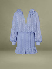 Blue Smock Bottom Balloon Sleeve Mini Dress